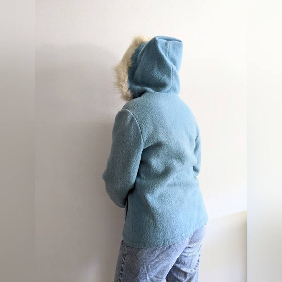 Arctic-Style Wool Parka - 80's Canadian Sportswear Winter Jacket - Fur Trim - Picture 8 of 10